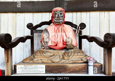 A wooden sculpture of Binzuru (Pindola Bharadvaja), one of sixteen 
