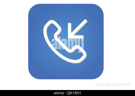 white telephone handset icon as template for quitting a call on rounded rectangle. Vector Illustration Stock Vector