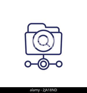 folder search line icon on white Stock Vector