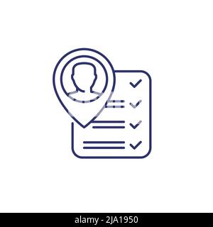qualification line icon, man and checklist Stock Vector