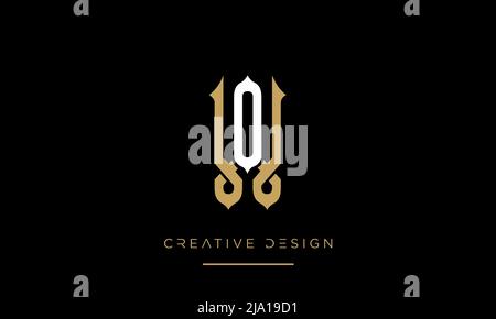 Alphabet Letters OW or WO Abstract Logo Monogram Stock Vector
