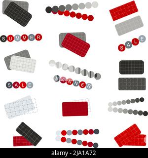 Tag, sticker, label templates for space marketing information, message vector set illustration. Dotted squared banners. Design elements. Summer sale. Stock Vector