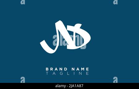 ND Alphabet letters Initials Monogram logo Stock Vector