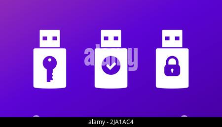 usb stick key vector icons Stock Vector