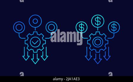 cash flow optimization line vector icons Stock Vector