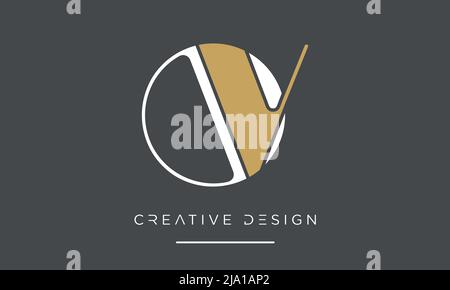 Alphabet Letters OV or VO Abstract Logo Emblem Monogram Stock Vector