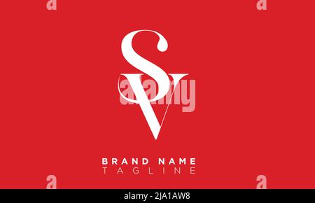 SV Alphabet letters Initials Nonogram logo Stock Vector
