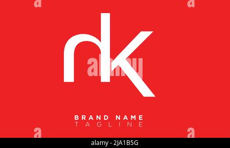 NK Alphabet letters Initials Nonogram logo Stock Vector