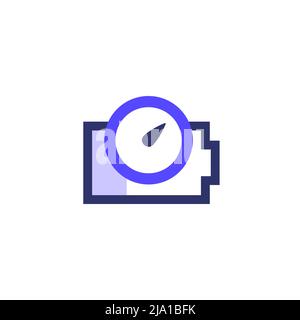 Battery charging time icon on white Stock Vector