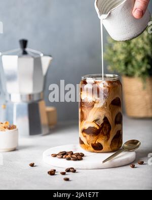 ice coffee with ice cubes Stock Photo