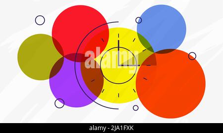 Spring forward and fall back alarm clocks Daylight Saving Time banner Modern flat design for web, banner, emailing background vector illustration Stock Vector