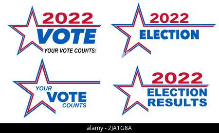 2022 Vote Election with red, white, and blue star - Vector Illustration Stock Vector