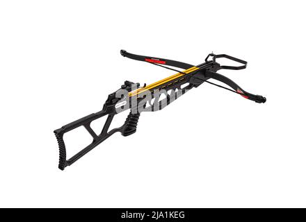 Modern crossbow isolate on a white background. Quiet weapon for hunting and sports. Stock Photo