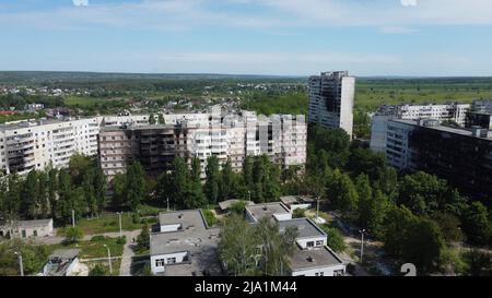 The situation in city Kharkiv,  Ukraine, after Russian missile shelling,  during the Russian invasion, as Russia invaded Ukraine on February 24, pictu Stock Photo