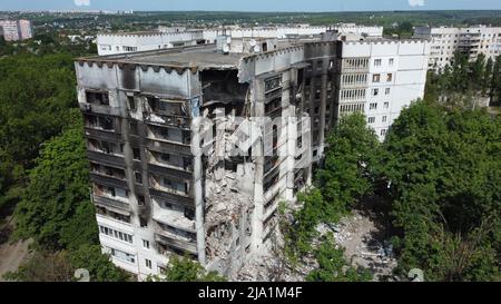 The situation in city Kharkiv,  Ukraine, after Russian missile shelling,  during the Russian invasion, as Russia invaded Ukraine on February 24, pictu Stock Photo