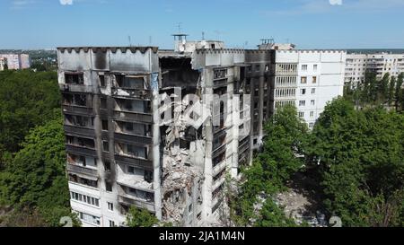 The situation in city Kharkiv,  Ukraine, after Russian missile shelling,  during the Russian invasion, as Russia invaded Ukraine on February 24, pictu Stock Photo