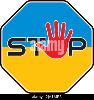 Stop Sign in Ukrainian Flag Colors. Vector illustration Stock Vector