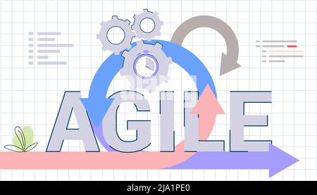 Agile development decisions methodology business concept Agile life rule cycle for software development diagram Effective teamwork for project sprint Stock Vector