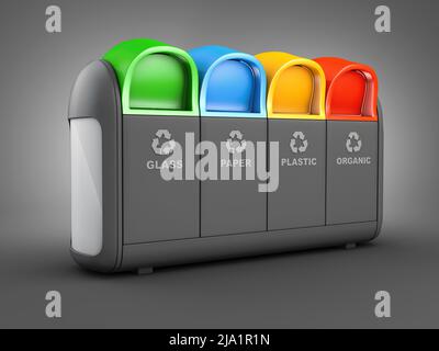 3d rendering of gray Recycle Bins. Clipping path included Stock Photo ...