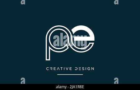 PE, EP, P or E Alphabet Letters Initial Logo Monogram Stock Vector