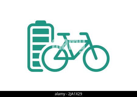 Electric bicycle fully charged battery energy indicator black linear ...