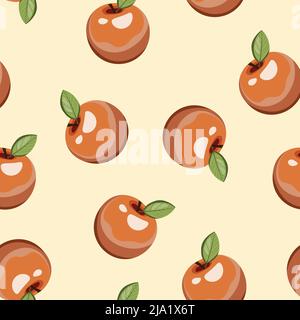Seamless pattern with apple on white background. Natural delicious fresh tasty fruit. Vector illustration for print, fabric, textile, banner, other Stock Vector