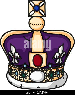 The Queens Platinum Jubilee crown celebration poster of Queen Elizabeth. Vector illustration for Her Majesty The Queen on her 70 years of service from 1952 to 2022 Stock Vector