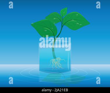 Illustration of a small tree sprout. Planet Day, the day when everyone plant trees and ennoble our mother earth. Ecology. Fresh air. Oxygen is importa Stock Vector