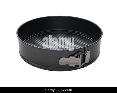 Springform pan for cakes or soft desserts, isolated. Round baking tin with formed base. Cake tin Stock Photo