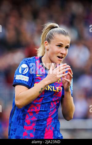 BARCELONA - APR 22: Ana Maria Crnogorcevic in action during the UEFA Women's Champions League match between FC Barcelona and VfL Wolfsburg at the Camp Stock Photo