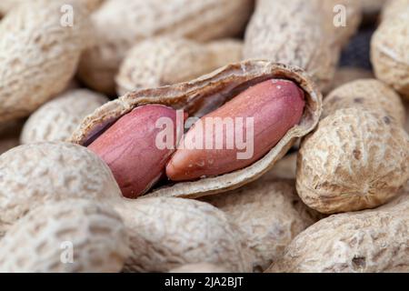 ripe peanuts in the shell, a group of roasted peanuts in the shell without salt Stock Photo