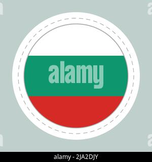Sticker ball with flag of Bulgaria. Round sphere, template icon. Bulgarian national symbol. Glossy realistic ball, 3D abstract vector illustration Stock Vector