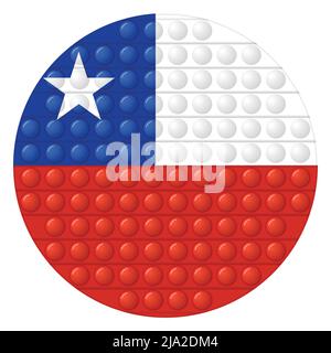 Glass light ball with flag of Chile. Round sphere, template icon. Chilean national symbol. Glossy realistic ball, 3D vector illustration. Trendy Stock Vector