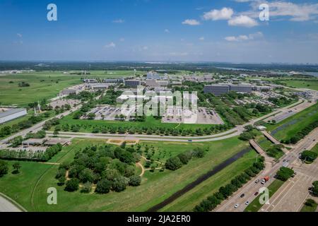Houston, Texas, USA. 14th Sep, 2017. The Lyndon B. Johnson Space Center (JSC) (originally named the Manned Spacecraft Center) photographed Monday May 2, 2022 outside of Houston, Texas is NASA's center for human spaceflight, where human spaceflight training, research, and flight control are conducted. It was renamed in honor of the late US president and Texas native, Lyndon B. Johnson, by an act of the United States Senate on February 19, 1973.It consists of a complex of 100 buildings constructed on 1,620 acres (660Â ha) in the Clear Lake Area of Houston, which acquired the official nickna Stock Photo