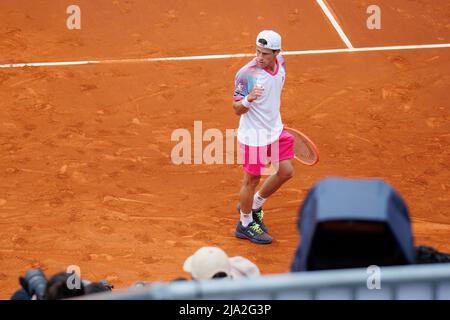 BARCELONA - APR 19: Diego Schwartzman in action during the Barcelona Open Banc Sabadell Tennis Tournament at Real Club De Tenis Barcelona on April 19, Stock Photo