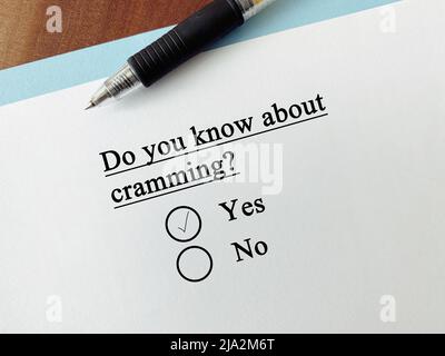 One person is answering question about scam and fraud. He knows about cramming. Stock Photo