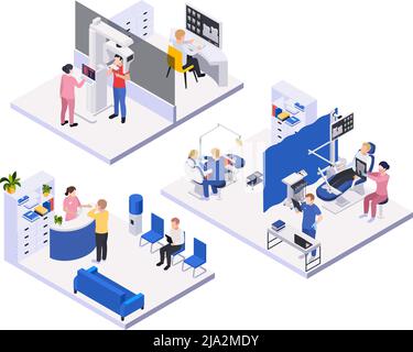 Stomatology and dentistry composition set with dental clinics symbols isometric isolated vector illustration Stock Vector