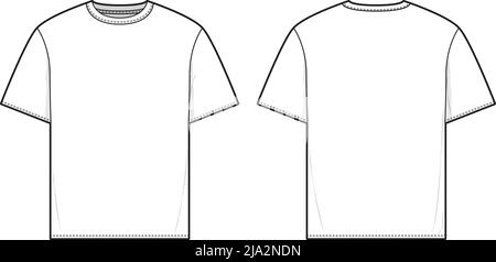 Regular fit Short sleeve T-shirt technical Sketch fashion Flat Template ...