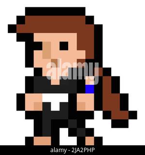 Warrior character pixel art illustration Stock Photo - Alamy