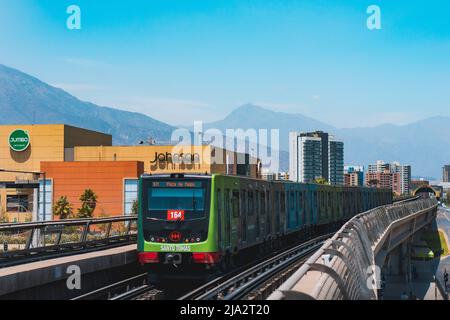 Santiago, Chile -  January 2022: A Metro de Santiago train at Line 5 Stock Photo