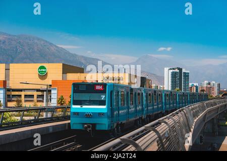 Santiago, Chile -  January 2022: A Metro de Santiago train at Line 5 Stock Photo