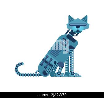 Robot cat. Cyborg cat. Robotic iron pet. Vector illustration Stock Vector