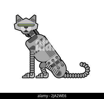 Robot cat. Cyborg cat. Robotic iron pet. Vector illustration Stock Vector