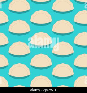 Jiaozi Chinese dumplings pattern seamless. Traditional food in China background Stock Vector