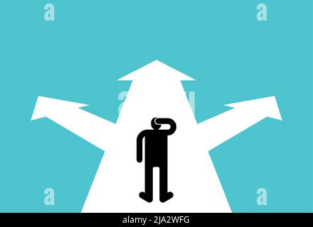 Man chooses path. Difficulties of choice. Stock Vector