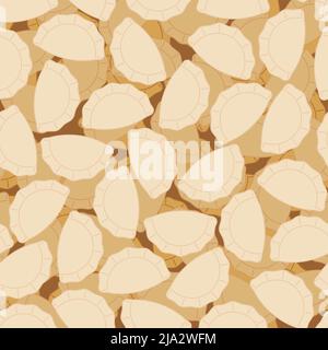 Jiaozi Chinese dumplings pattern seamless. Traditional food in China background Stock Vector