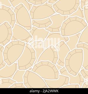Jiaozi Chinese dumplings pattern seamless. Traditional food in China background Stock Vector