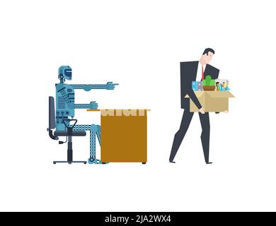 Man being kicked boss employees out Royalty Free Vector