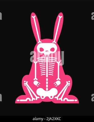 Skeleton Rabbit cartoon isolated. Skull hare Vector illustration Stock Vector