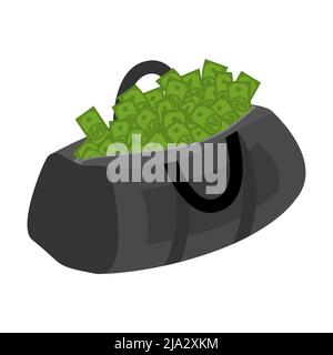 Sports bag with money. athletic bag with cash. Vector illustration Stock Vector